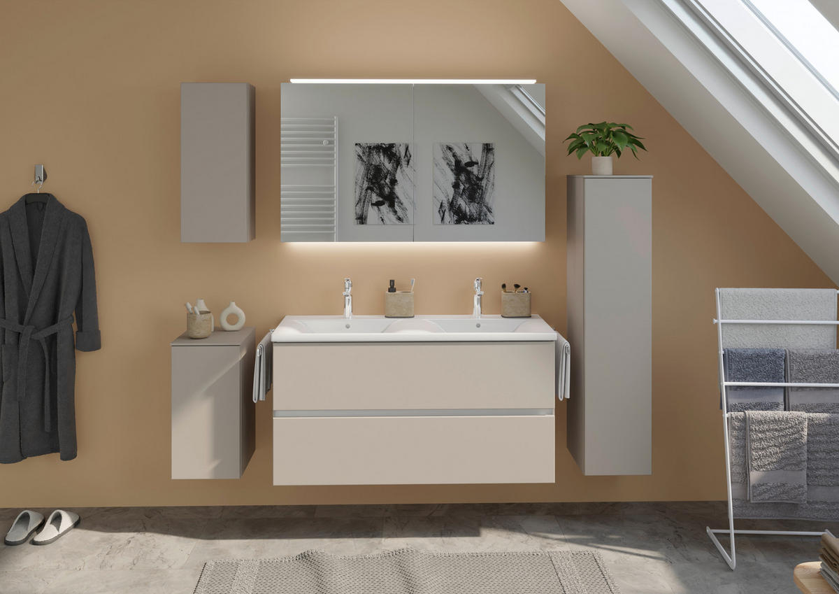 WASCHTISCHKOMBI 121 cm  - Beigebraun/Weiß, MODERN, Keramik/Holzwerkstoff (121cm) - Celina Home