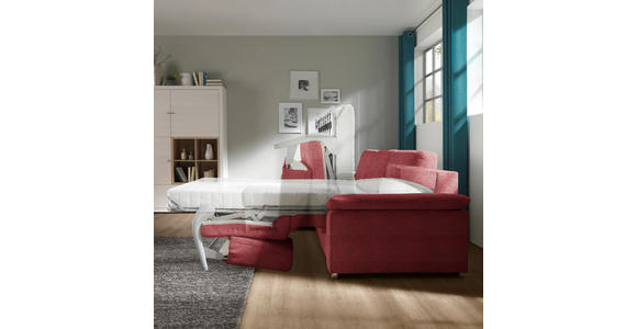 ECKSOFA in Flachgewebe Rot - Chromfarben/Rot, KONVENTIONELL, Textil/Metall (176/285cm) - Novel