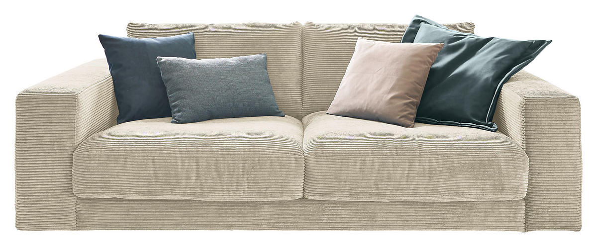 2-SITZER-SOFA in Cord Creme  - Creme/Schwarz, Design, Kunststoff/Textil (230/85/127cm) - Hom`in