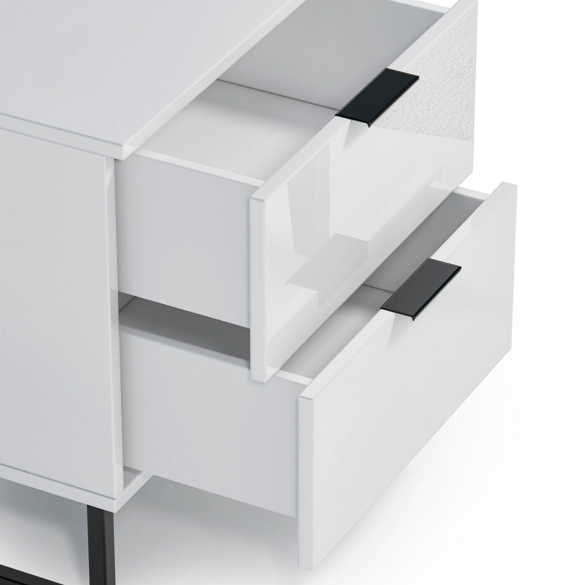 NACHTSCHRANK 45,1/56,7/43 cm  - Schwarz/Weiß, Design, Holzwerkstoff/Metall (45,1/56,7/43cm) - Novel