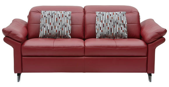 SOFA in Leder Weinrot - Chromfarben/Weinrot, Natur, Leder/Metall (198/101/107cm) - Dieter Knoll