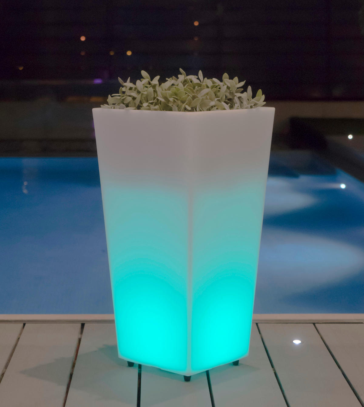 LED PFLANZGEFÄß MELISA 40 - Weiß, Basics, Kunststoff (40/90/40cm)