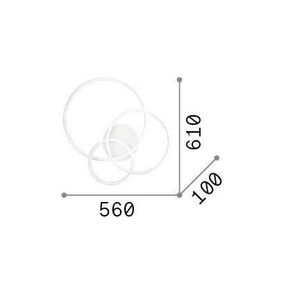 LED-DECKENLEUCHTE Frame 56/61/10 cm   - Weiß, Design, Metall (56/61/10cm) - Ideal Lux