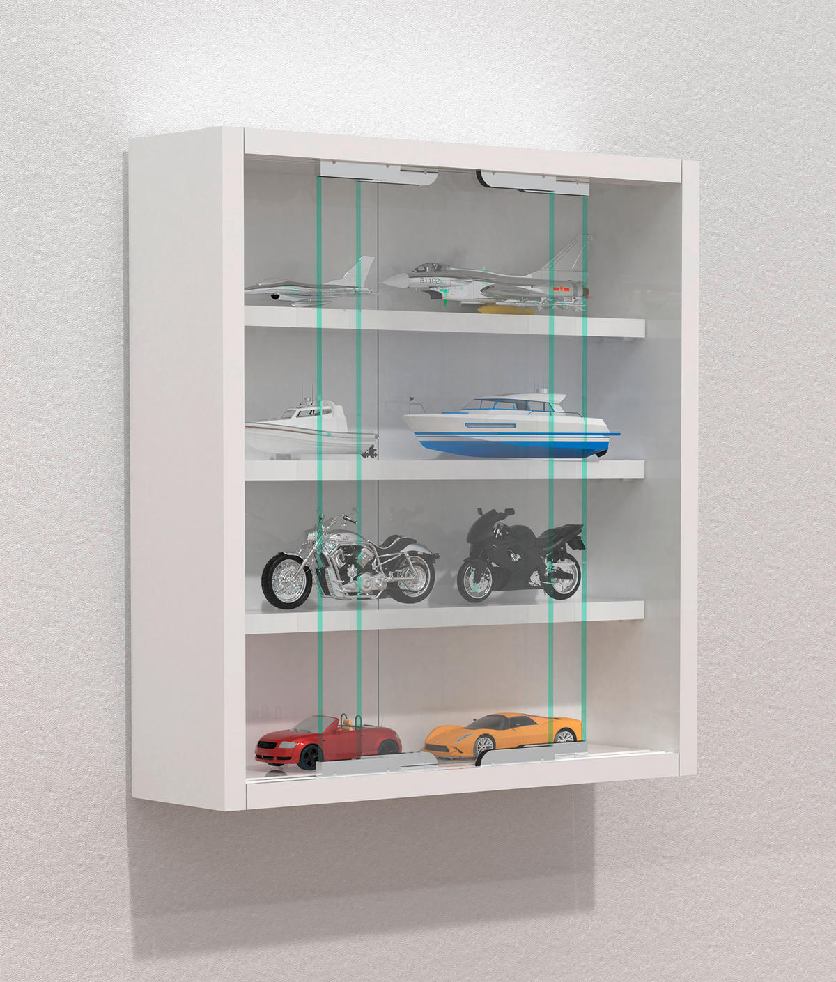 HÄNGEVITRINE in Weiss  - Weiss/Silberfarben, Modern, Glas/Holzwerkstoff (37/40/10cm) - MID.YOU