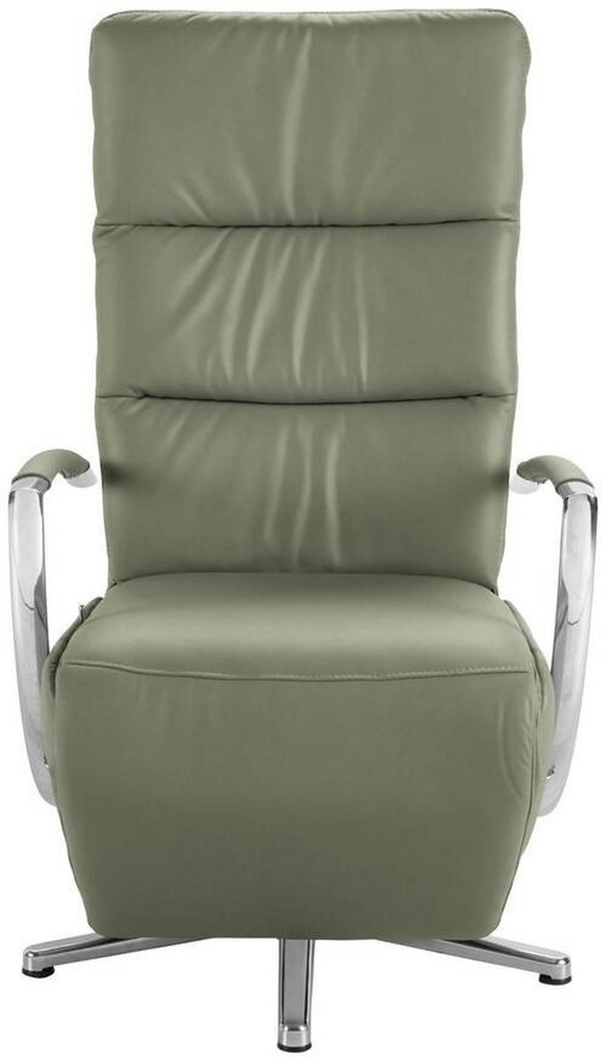RELAXSESSEL in Leder Grün  - Chromfarben/Grün, Design, Leder/Metall (64/112/80cm) - Cantus