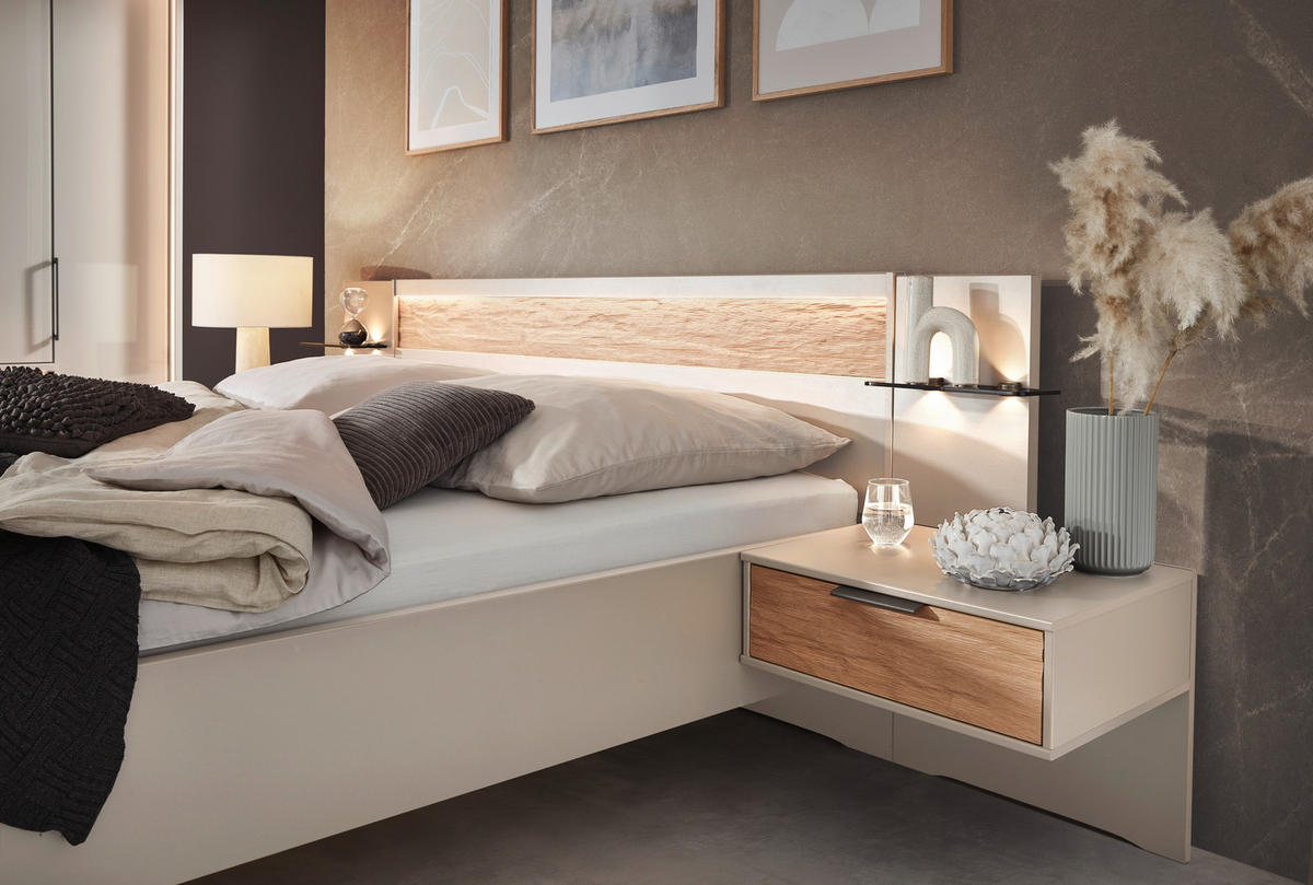 BETTANLAGE - Champagner/Eichefarben, Design, Holz/Metall (180/200cm) - Dieter Knoll