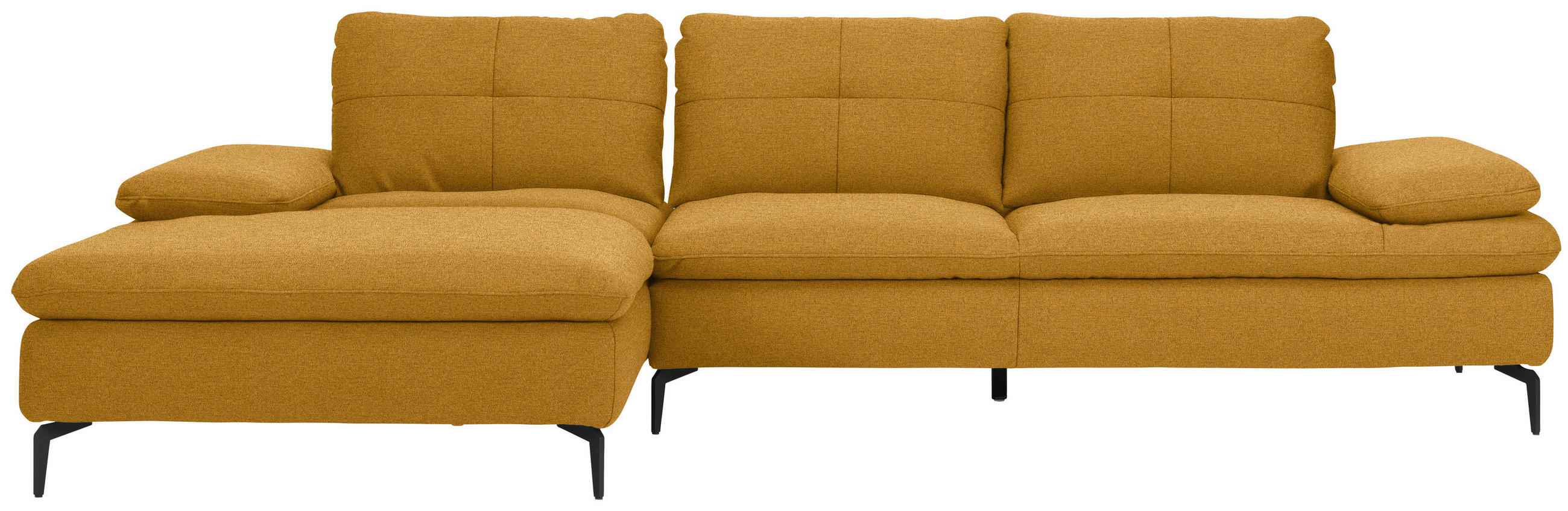 ECKSOFA in Webstoff Honig  - Schwarz/Honig, Design, Textil/Metall (179/301cm) - Chilliano