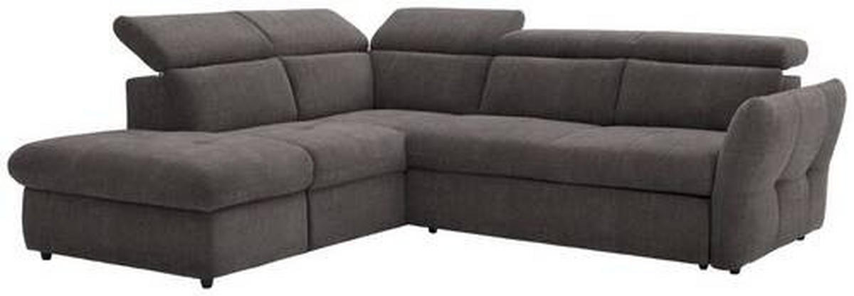 ECKSOFA in Velours Grau  224/254 cm  - Schwarz/Grau, Design, Kunststoff/Textil (224/254cm) - Stylife