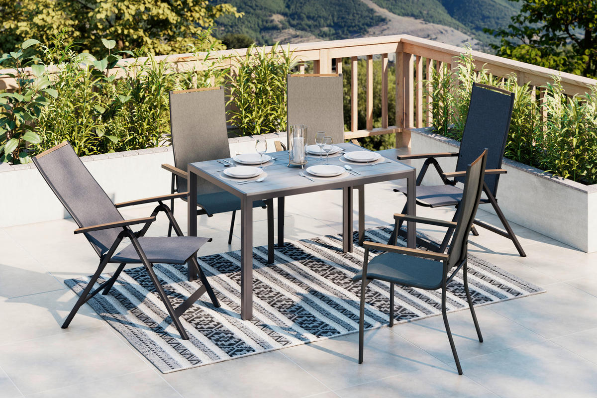 KERTI ASZTAL 120/80/74 cm   - sötétszürke/szürke, Modern, műanyag/fém (120/80/74cm) - Ambia Garden