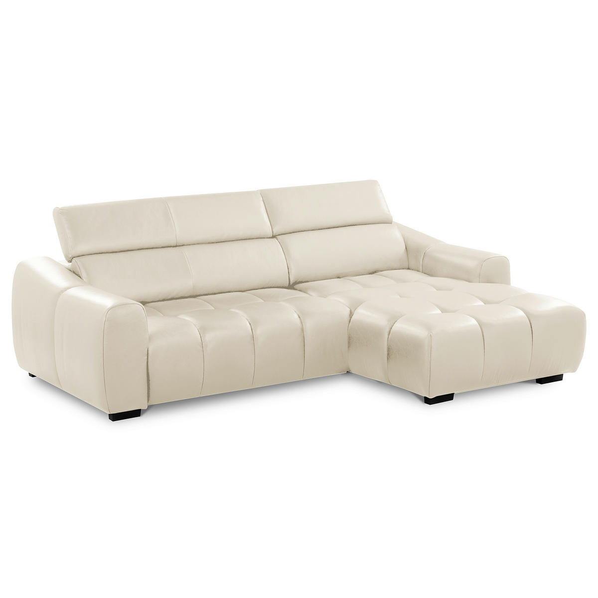 ECKSOFA  Echtleder Creme  - Creme/Schwarz, Design, Leder/Kunststoff (274/177cm) - Livetastic