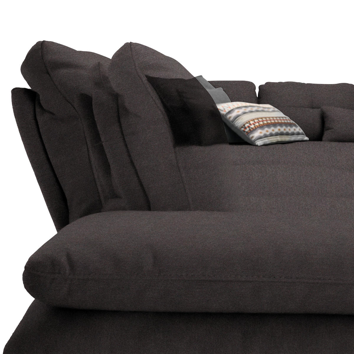 ECKSOFA in Flachgewebe Schwarz  - Schwarz, Design, Textil/Metall (344/271cm) - Chilliano