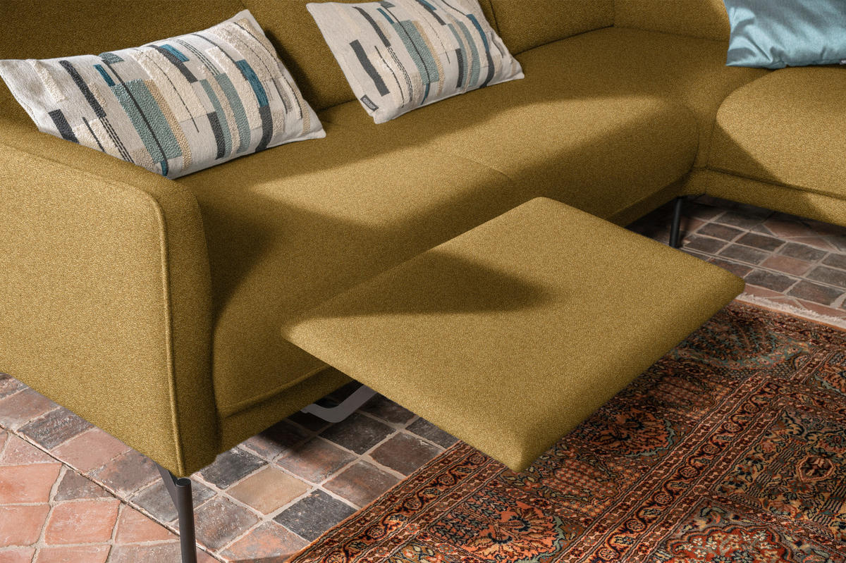 ECKSOFA in Flachgewebe, Struktur Gelb, Grün  - Anthrazit/Gelb, Design, Textil/Metall (254/230cm) - Johann Jakob