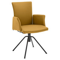 ARMLEHNSTUHL  Lederauswahl, Stoffauswahl, Typenauswahl, automatische Rückholfunktion  Echtleder  - Gelb/Schwarz, Design, Leder/Metall (56/91/58cm) - Musterring