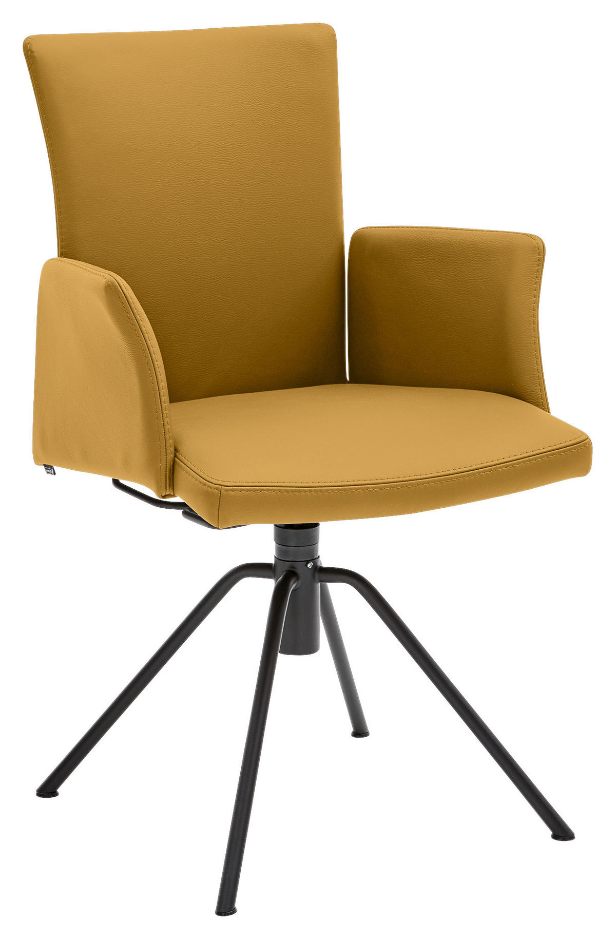 ARMLEHNSTUHL  Lederauswahl, Stoffauswahl, Typenauswahl, automatische Rückholfunktion  Echtleder  - Gelb/Schwarz, Design, Leder/Metall (56/91/58cm) - Musterring