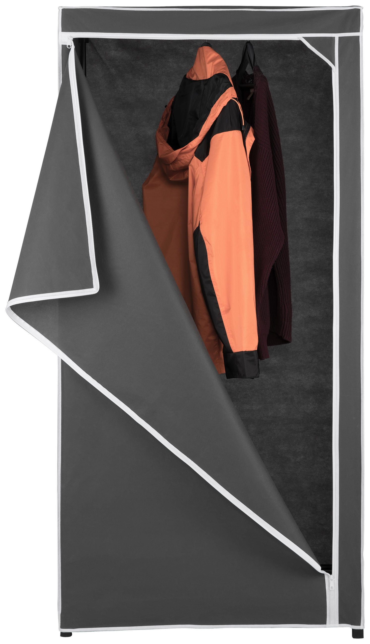 STOFFSCHRANK 75/160/50 cm  in Grau  - Grau, Basics, Kunststoff/Textil (75/160/50cm) - Carryhome