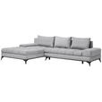 ECKSOFA Greige Webstoff  - Greige/Schwarz, Design, Textil/Metall (212/315cm) - Carryhome