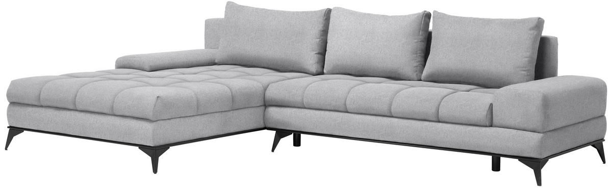 ECKSOFA Greige Webstoff  - Greige/Schwarz, Design, Textil/Metall (212/315cm) - Carryhome