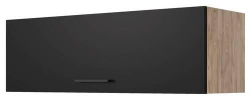 KÜCHENOBERSCHRANK 100/32/32 cm  in Schwarz, Eichefarben  - Edelstahlfarben/Eichefarben, KONVENTIONELL, Holzwerkstoff/Metall (100/32/32cm) - FlexWell