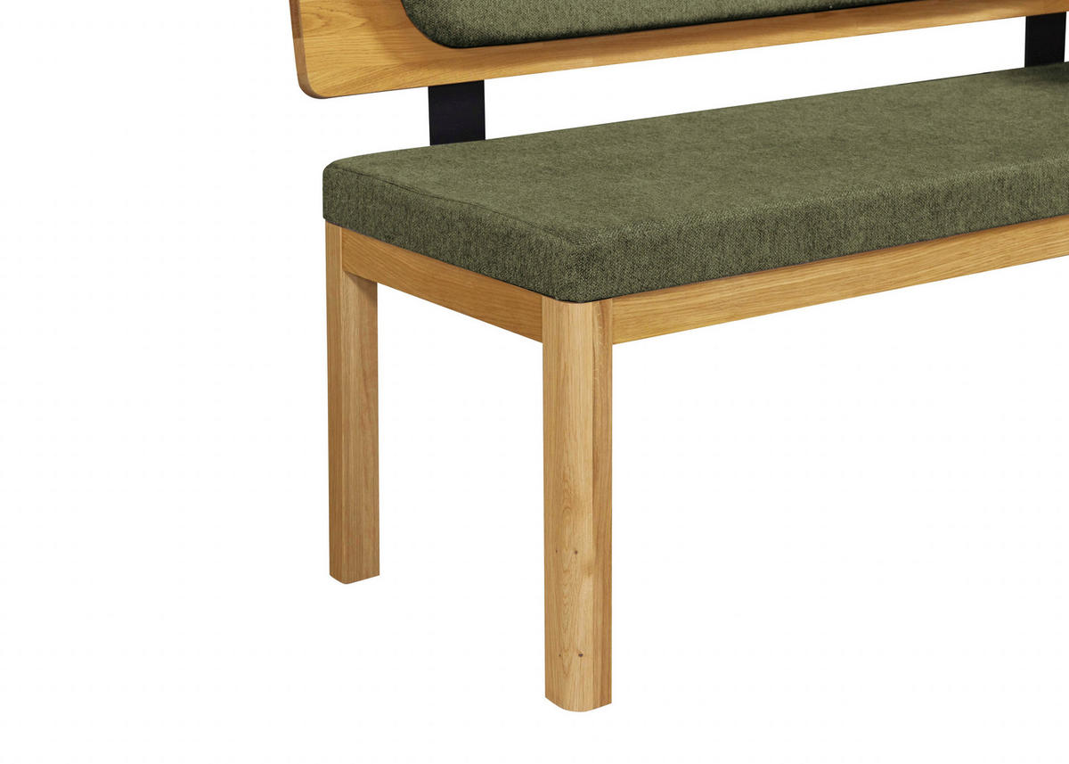 ECKBANK 208/171 cm Webstoff Grün, Eichefarben Eiche vollmassiv   - Eichefarben/Grün, KONVENTIONELL, Holz/Textil (208/171cm) - Linea Natura