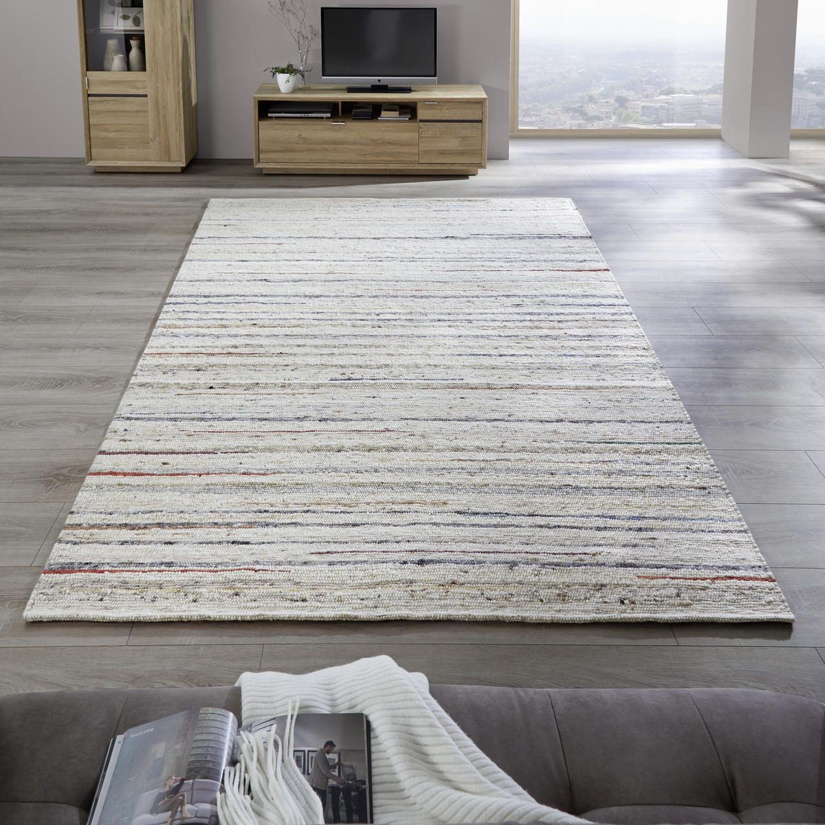 RUČNĚ TKANÝ KOBEREC, 200/290 cm, přírodní barvy - přírodní barvy, Natur, textil (200/290cm) - Linea Natura