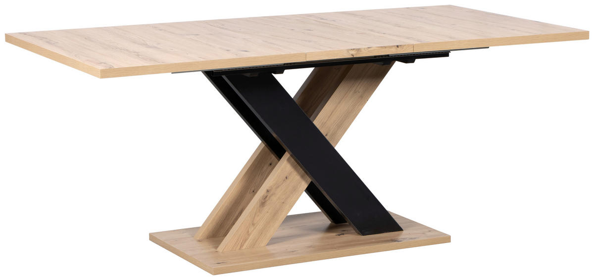 JEDILNA MIZA, črna, hrast artisan  - črna/hrast artisan, Moderno, leseni material (140-180/90/76cm) - Carryhome