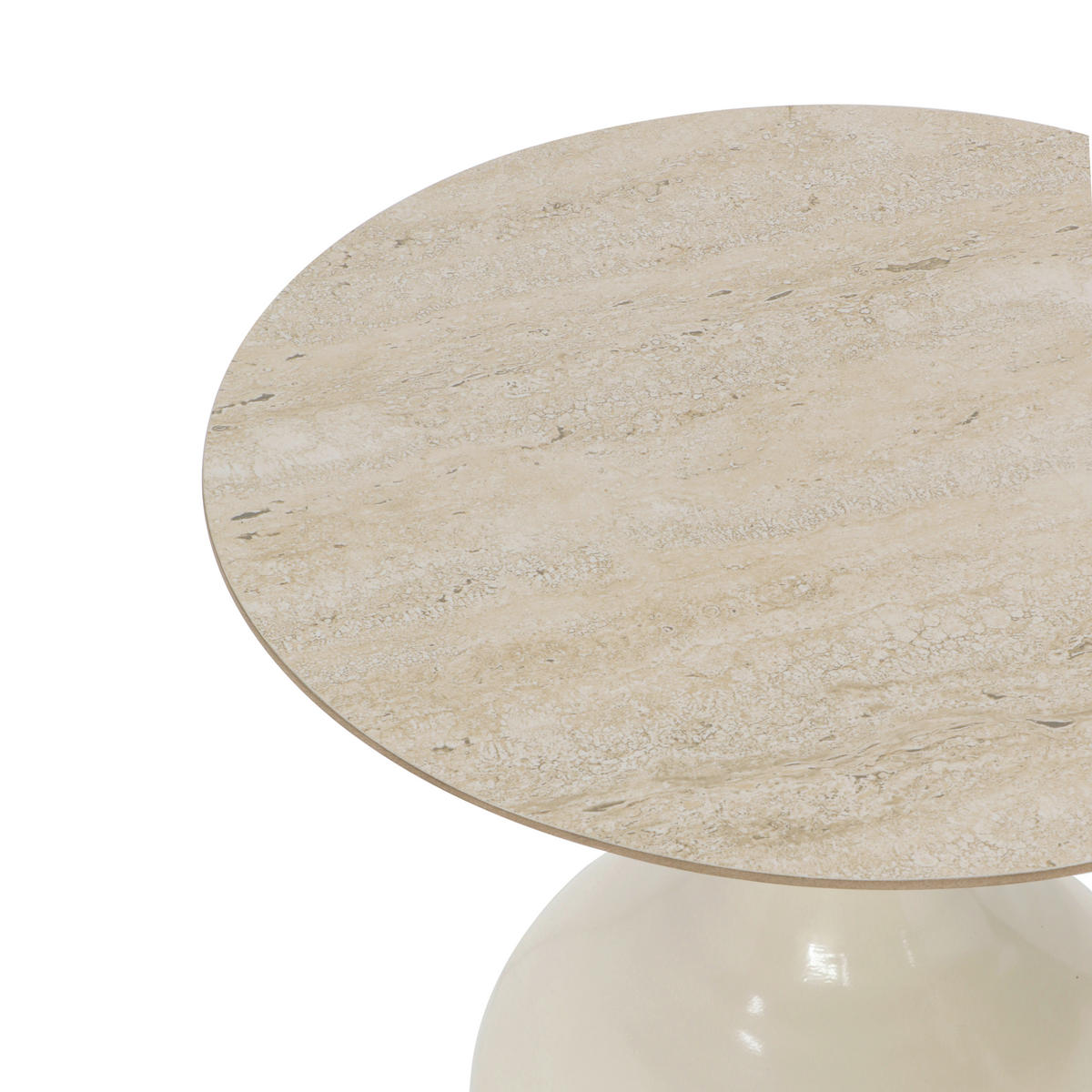 BEISTELLTISCH 40/40/51 cm Creme rund  - Creme, MODERN, Keramik/Metall (40/40/51cm) - Milino