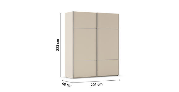 SCHWEBETÜRENSCHRANK in Champagner - Chromfarben/Champagner, KONVENTIONELL, Holzwerkstoff/Metall (201/223/68cm) - Novel