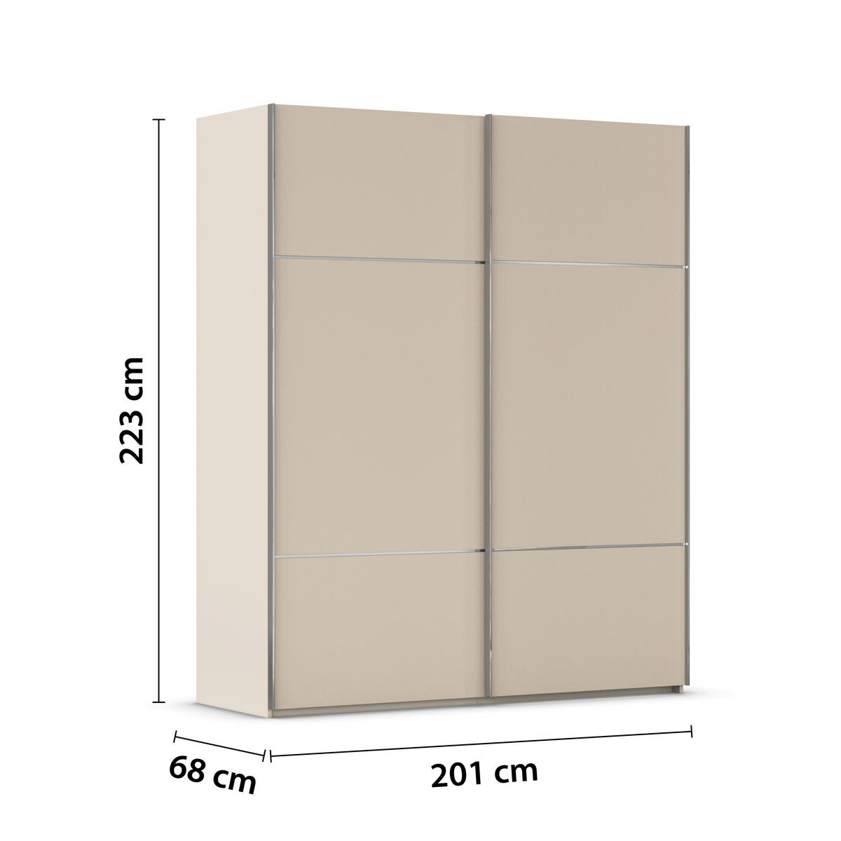 SCHWEBETÜRENSCHRANK in Champagner  - Chromfarben/Champagner, Konventionell, Holzwerkstoff/Metall (201/223/68cm) - Novel