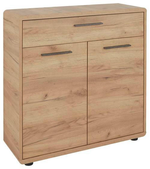 KOMODA, barve hrasta  - črna/barve hrasta, Konvencionalno, umetna masa/leseni material (84/90/32cm) - Carryhome