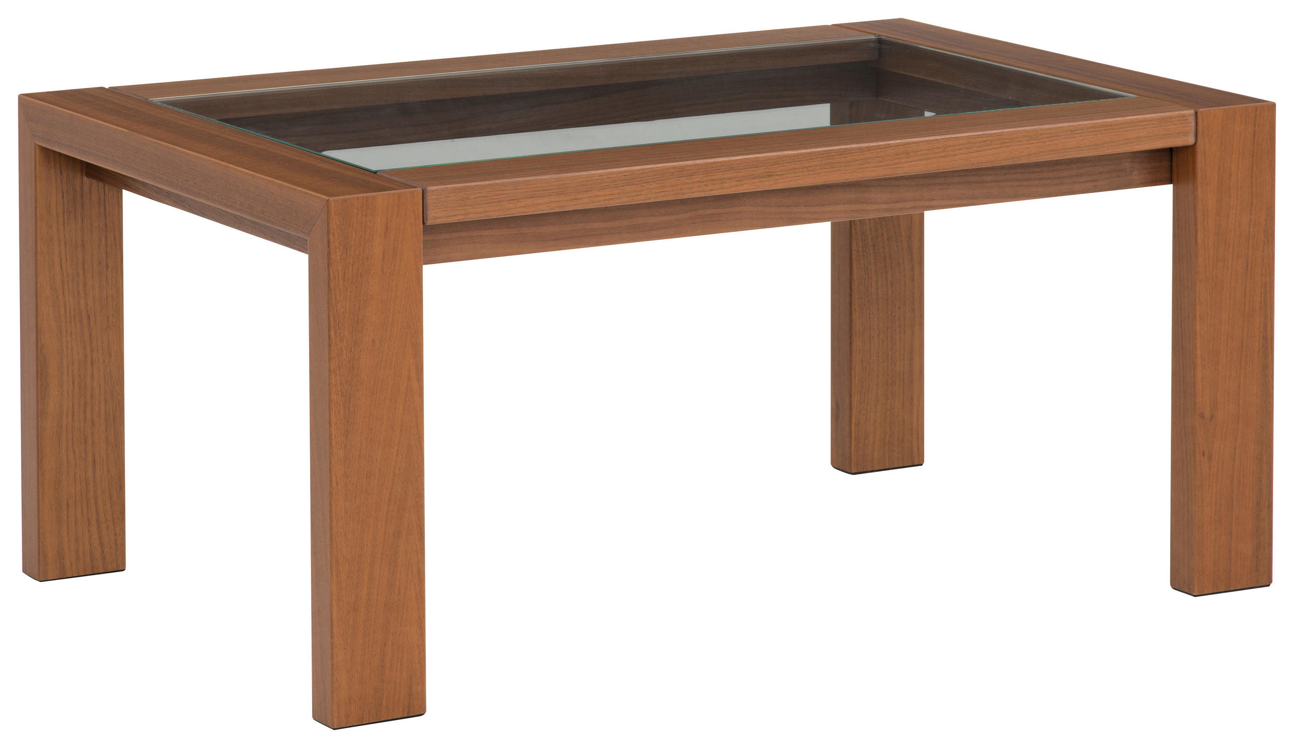 COUCHTISCH in Holz, Glas 98/63/45 cm  - Nussbaumfarben, KONVENTIONELL, Glas/Holz (98/63/45cm) - Invivus