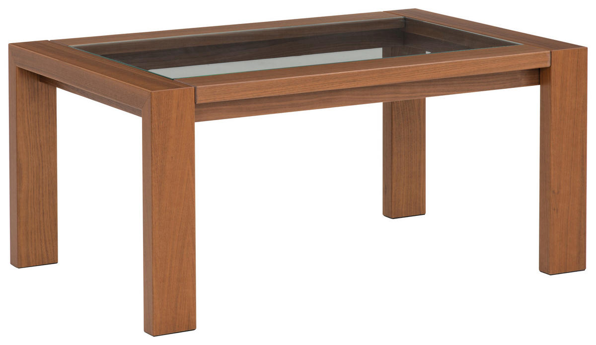 COUCHTISCH in Holz, Glas 98/63/45 cm  - Nussbaumfarben, KONVENTIONELL, Glas/Holz (98/63/45cm) - Invivus