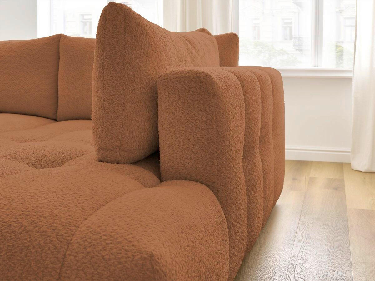 ECKSCHLAFSOFA EVEREST Bouclé Orange  inkl. Rückenkissen, Schlaffunktion  - Schwarz/Orange, MODERN, Kunststoff/Textil (282/204cm)