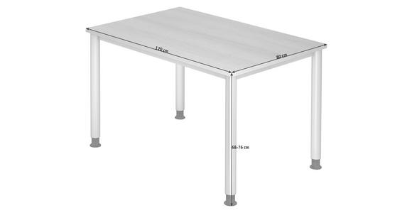 SCHREIBTISCH 120/80/68-76 cm  in Silberfarben, Weiß  - Silberfarben/Weiß, KONVENTIONELL, Holzwerkstoff/Metall (120/80/68-76cm) - Venda