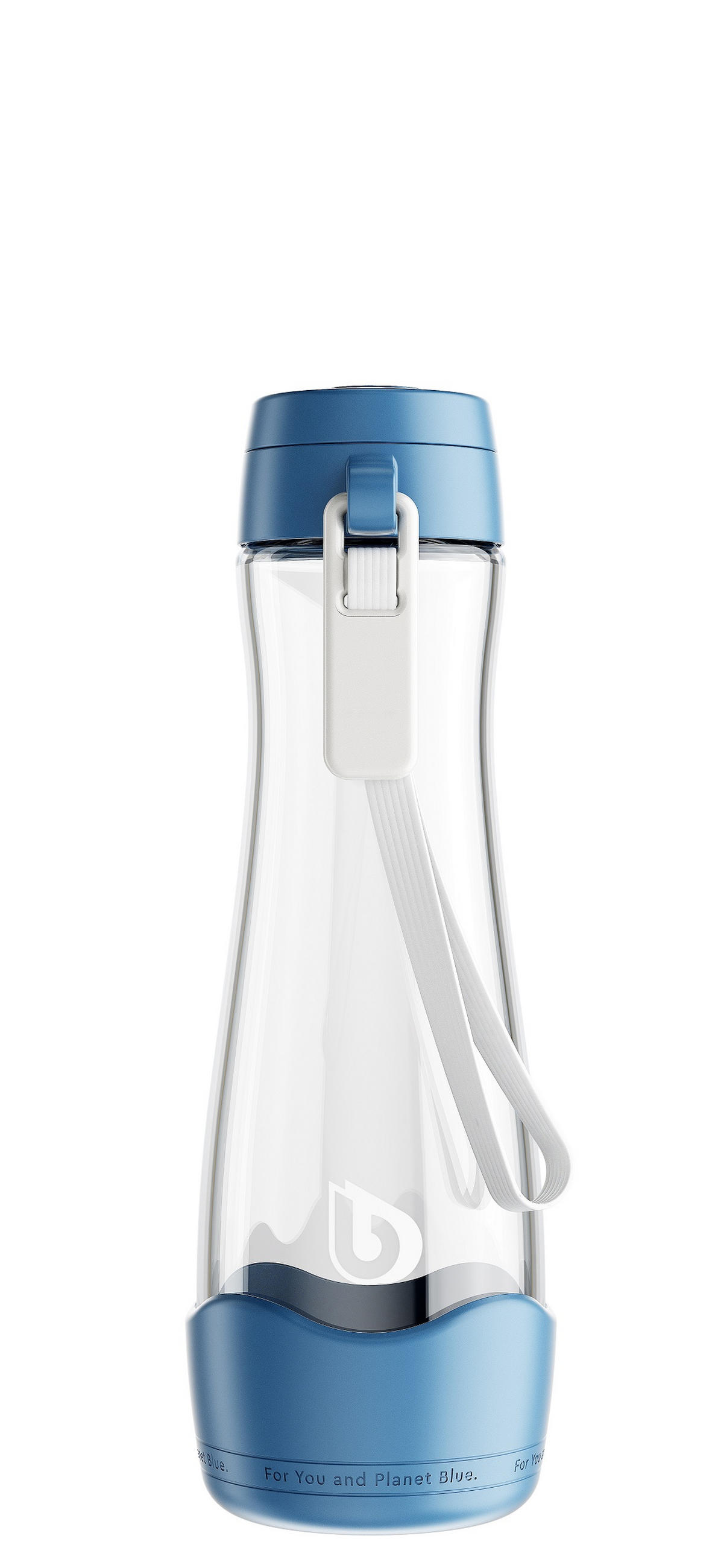 TRINKFLASCHE 0,55 L  - Blau/Transparent, Basics, Glas/Kunststoff (7,3/23,84cm) - BWT