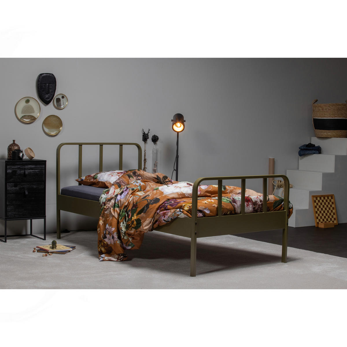 NACHTKÄSTCHEN 74/40/35 cm  in massiv Kiefer Schwarz  - Schwarz, Basics, Holz/Metall (74/40/35cm) - MID.YOU