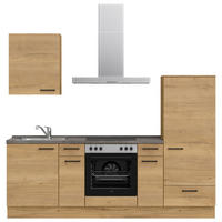 KÜCHENBLOCK 240 cm   in Eichefarben, Schieferfarben  - Schieferfarben/Eichefarben, MODERN, Holzwerkstoff/Metall (240cm) - Nobilia