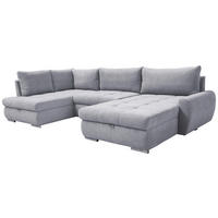 ECKSOFA in Velours Hellgrau  - Chromfarben/Hellgrau, Design, Kunststoff/Textil (173/322/174cm) - Livetastic