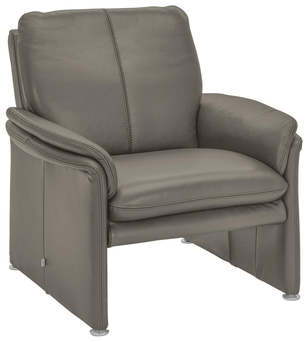 SESSEL in Echtleder Grau  - Chromfarben/Grau, KONVENTIONELL, Leder/Metall (98/90/86cm) - Celina Home