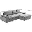 ECKSOFA in Flachgewebe Hellgrau  - Chromfarben/Hellgrau, Design, Kunststoff/Textil (294/173cm) - Carryhome