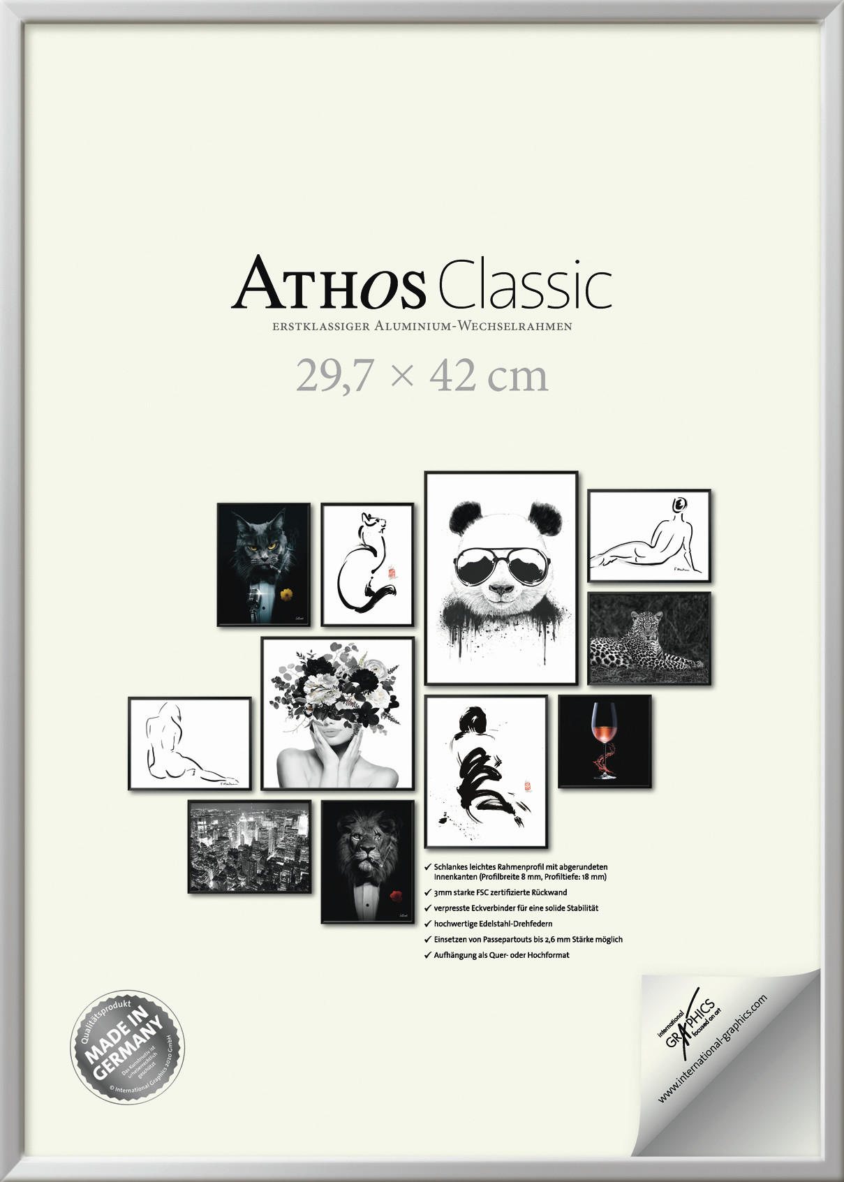 XXXLutz Bilderrahmen Athos Classic+ Chrom 29.7x42x1.8 cm