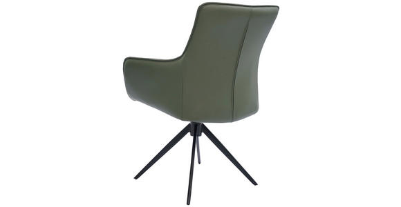 ARMLEHNSTUHL in Eisen Echtleder pigmentiert - Schwarz/Grün, Design, Leder/Metall (64/87/60cm) - Novel