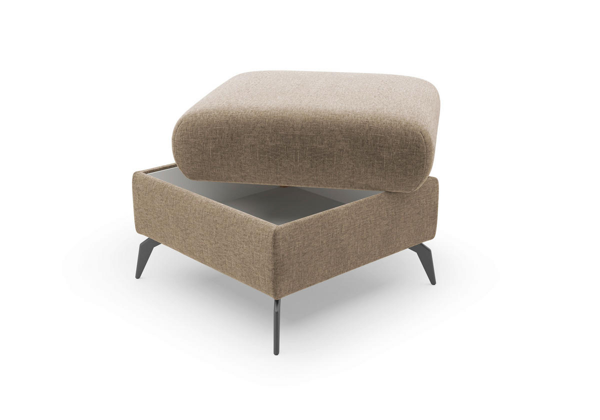 HOCKER Flachgewebe Hellbraun  - Hellbraun/Schwarz, KONVENTIONELL, Textil/Metall (58/50/58cm) - Sit & More