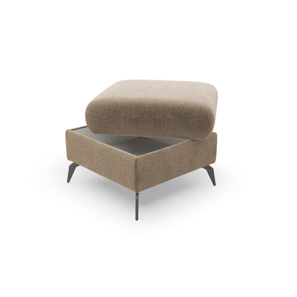 Thumbnail - Sit & More Hocker Rochelle E, Hellbraun, Textil, quadratisch, 58x50x58 cm, Goldenes M, Oeko-Tex® Standard 100, Made in E...