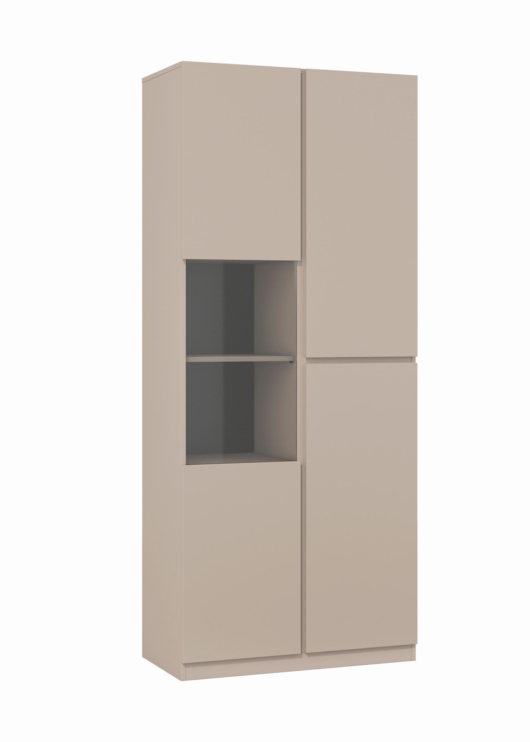 VITRINE  in Taupe  - Taupe, Design, Glas/Holzwerkstoff (79,4/187,5/40cm) - MID.YOU