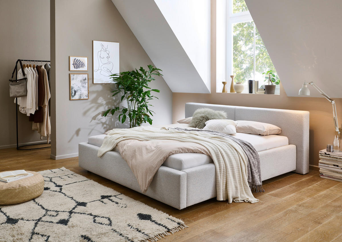 POLSTERBETT 240/200 cm,  in Hellgrau,  - Hellgrau, Basics, Textil (240/200cm) - Boxxx