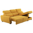 ECKSOFA in Velours Senfgelb  - Senfgelb/Schwarz, KONVENTIONELL, Kunststoff/Textil (285/177cm) - Carryhome
