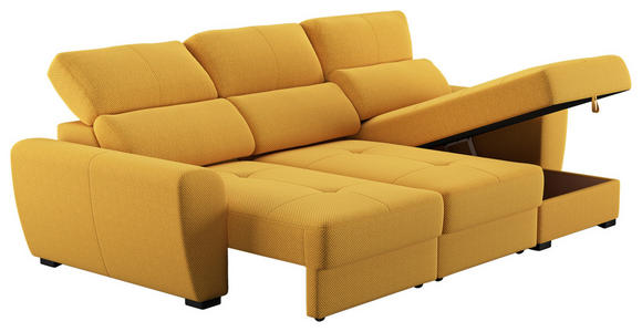ECKSOFA in Velours Senfgelb  - Senfgelb/Schwarz, KONVENTIONELL, Kunststoff/Textil (285/177cm) - Carryhome