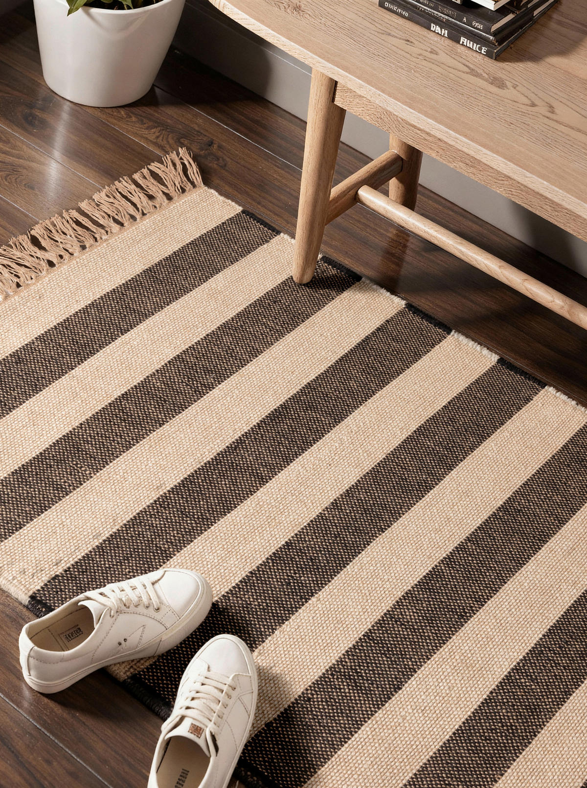 JUTETEPPICH 80/200 cm Handloom 1.0 Creme, Schwarz  - Creme/Schwarz, Basics, Textil (80/200cm) - Hanse Home