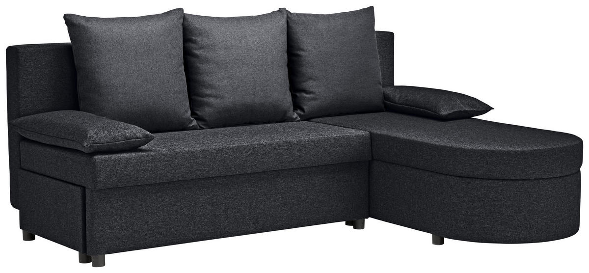 ECKSOFA in Webstoff Anthrazit  - Anthrazit/Schwarz, Konventionell, Kunststoff/Textil (159/196cm) - Ti'me