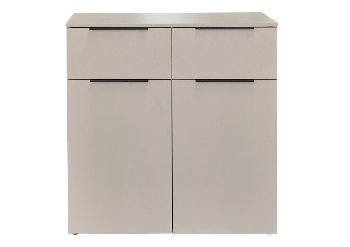 KOMMODE , 91/93/42 cm, 2 Schublade(n)  - Kaschmir/Schwarz, KONVENTIONELL, Holzwerkstoff/Kunststoff (91/93/42cm) - Xora